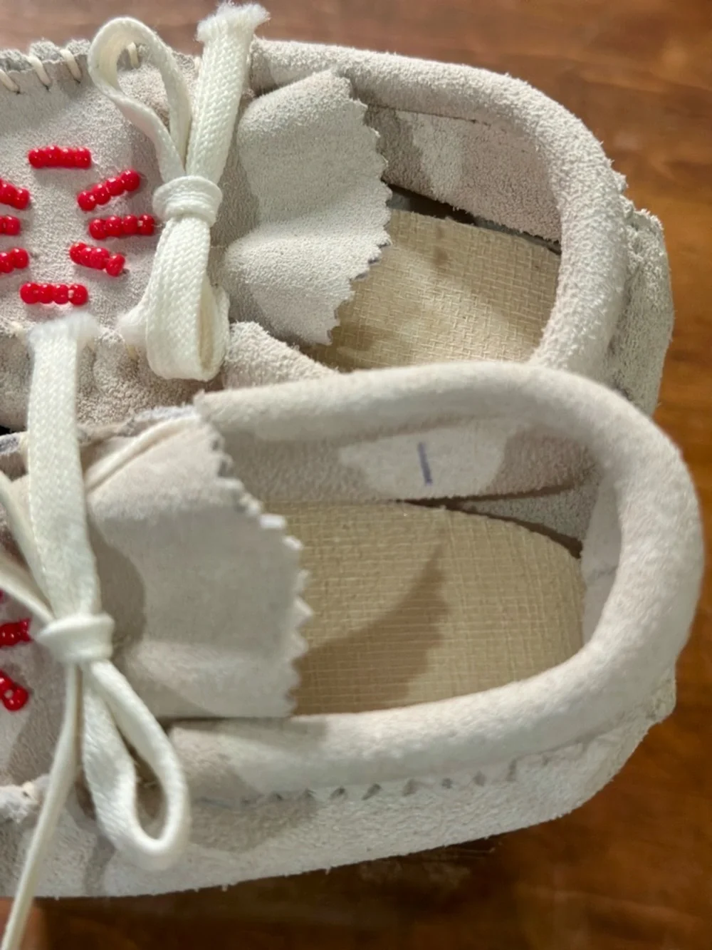 Vintage Leather Baby Moccasins Tan and White Size 3 and 1